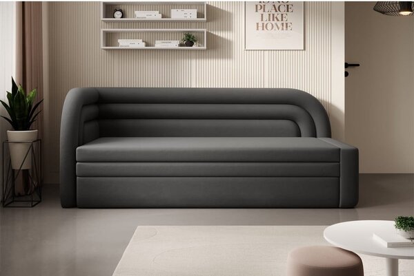 Taupe zamatová rozkladacia/s úložným priestorom pohovka ľavý roh 223 cm Fabillo – ELTAP