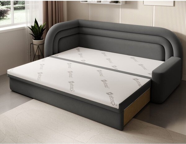 Taupe zamatová rozkladacia/s úložným priestorom pohovka ľavý roh 223 cm Fabillo – ELTAP