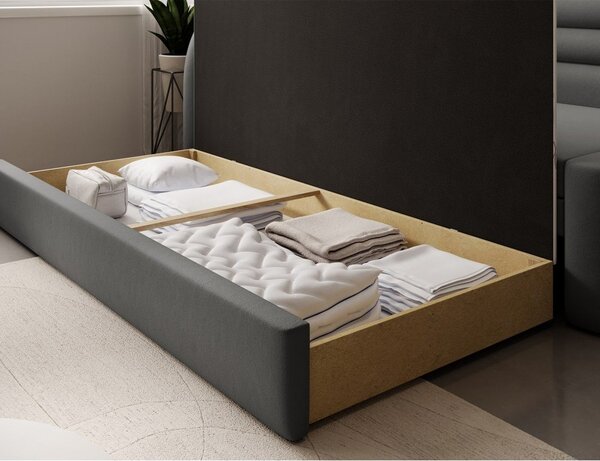 Taupe zamatová rozkladacia/s úložným priestorom pohovka pravý roh 223 cm Fabillo – ELTAP