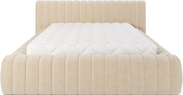 Béžová čalúnená dvojlôžková posteľ s úložným priestorom s roštom 160x200 cm Carilla – ELTAP
