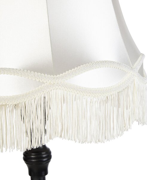 Stojaca lampa čierna s tienidlom Granny krémová - Classico