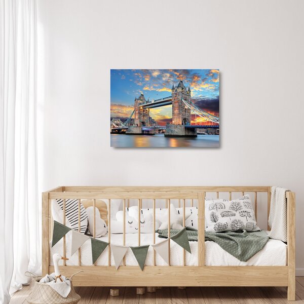 Sklenený obraz - Tower Bridge, Londýn, Anglicko (70x50 cm)