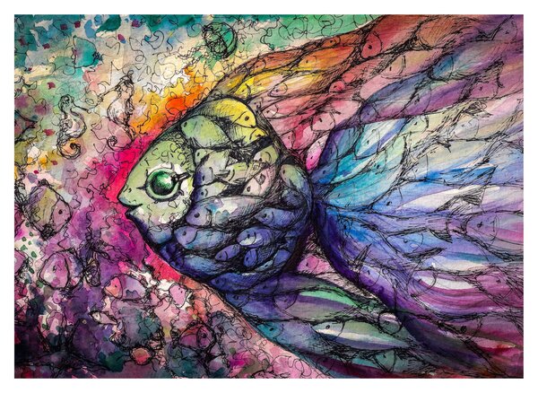 Sklenený obraz - Farebná rybička (70x50 cm)