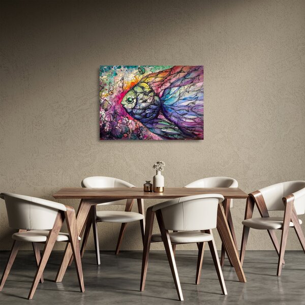 Sklenený obraz - Farebná rybička (70x50 cm)