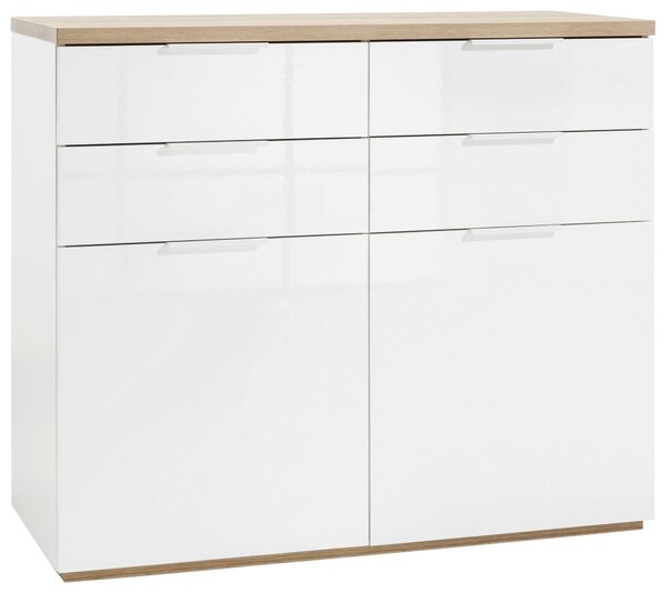 KOMODA, farba duba, biela s vysokým leskom, 120/102/50 cm Carryhome - Komody