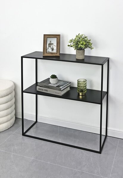 MUZZA Konzolový stolík 78 x 27 cm Qus čierny