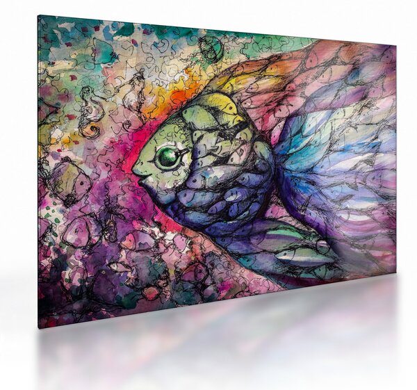 Sklenený obraz - Farebná rybička (70x50 cm)