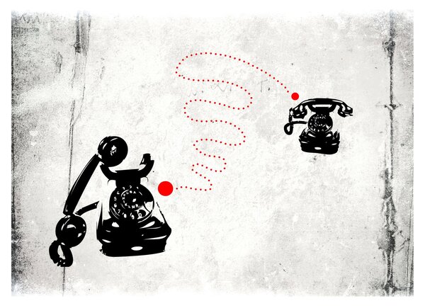 Sklenený obraz - Kresba telefónu na štýl Banksyho (70x50 cm)