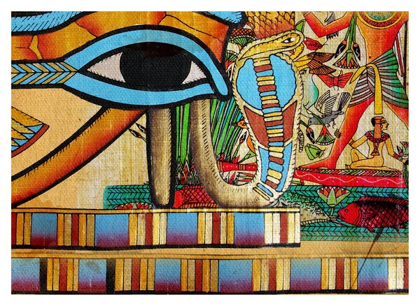 Sklenený obraz s egyptskými motívmi (70x50 cm)