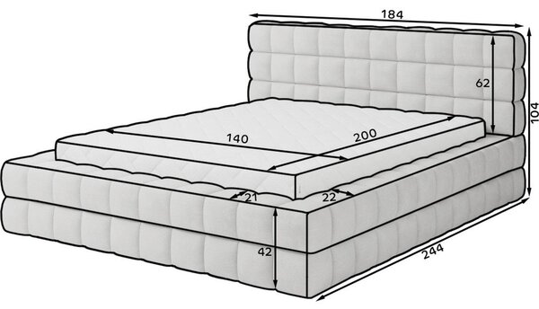 Modrá čalúnená dvojlôžková posteľ s úložným priestorom s roštom 140x200 cm Dizzle – ELTAP