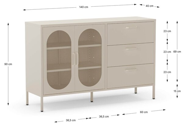 MUZZA Komoda orid 140 x 90 cm béžová