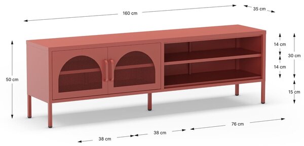MUZZA TV stolík orid 160 x 50 cm terakota