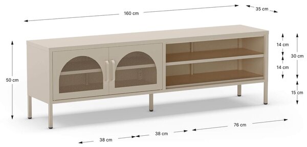 MUZZA TV stolík orid 160 x 50 cm béžový