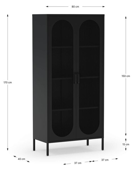 MUZZA Vitrína orid 80 x 170 cm černá