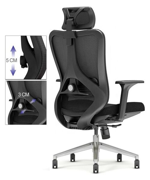 Kancelárska ergonomická stolička Neoseat AMADORA — čierna, nosnosť 150 kg
