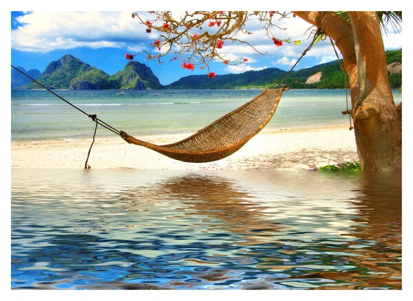 Sklenený obraz - Relax na pláži (70x50 cm)