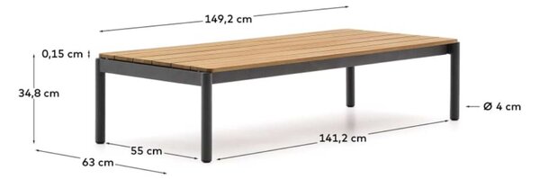 MUZZA Záhradný konferenčný stolík rellos 144 x 63 cm prírodný
