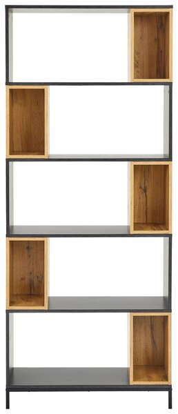 REGÁL, čierna, farba duba, tmavosivá, železo, 80/194/30 cm Carryhome - Regály