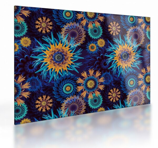 Sklenený obraz - 3D kvety (70x50 cm)