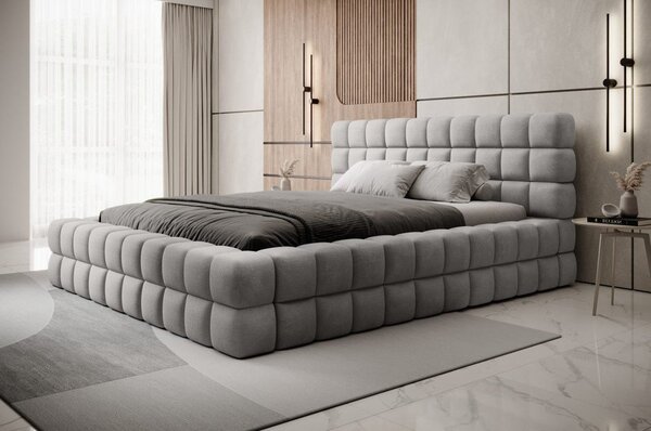 Sivá čalúnená dvojlôžková posteľ s úložným priestorom s roštom 140x200 cm Dizzle – ELTAP