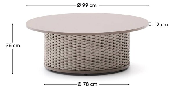 MUZZA Záhradný konferenčný stolík delis Ø 99 cm béžový