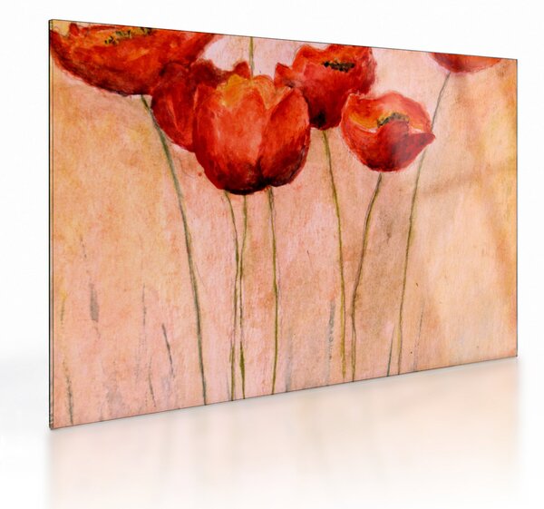 Sklenený obraz - Červené tulipány (70x50 cm)