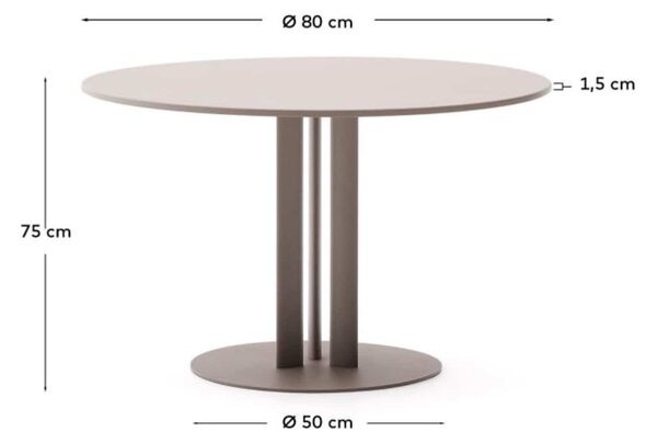 MUZZA Záhradný jedálenský stôl delis Ø 80 cm béžový