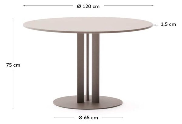 MUZZA Záhradný jedálenský stôl delis Ø 120 cm béžový