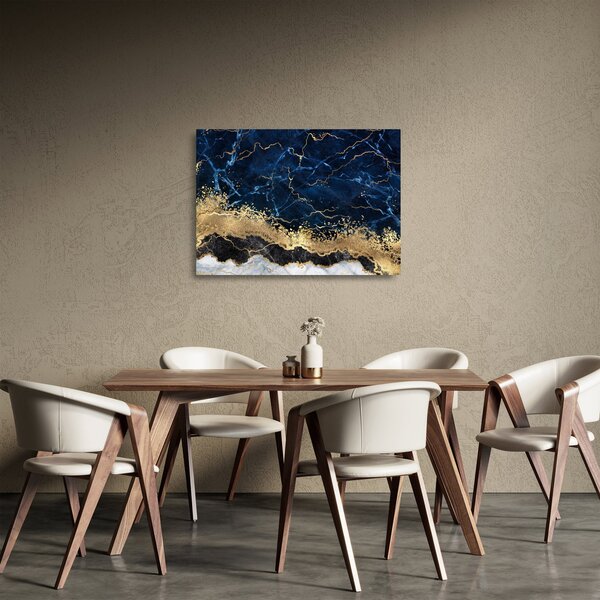 Sklenený obraz - Tmavo-modrý mramor (70x50 cm)