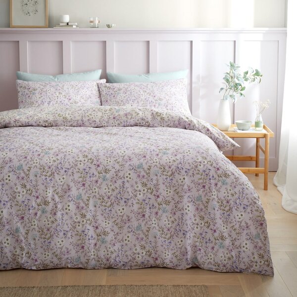 Bavlnené obliečky na dvojlôžko v levanduľovej a béžovej farbe 200x200 cm Ditsy Floral – Bianca