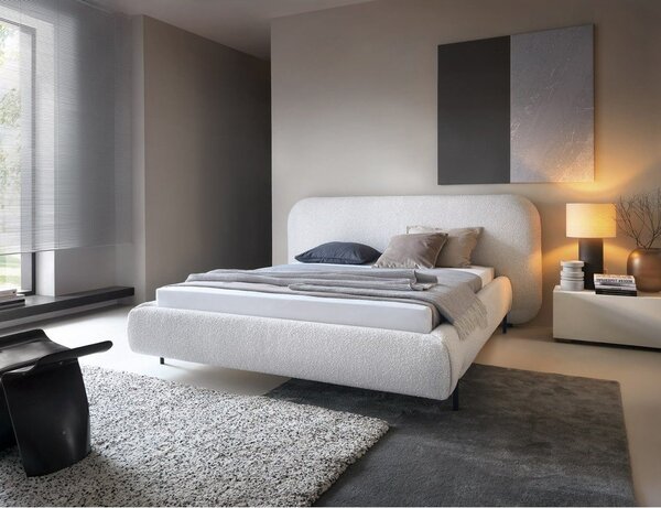 Béžová čalúnená dvojlôžková posteľ s úložným priestorom s roštom 180x200 cm Pointt – ELTAP