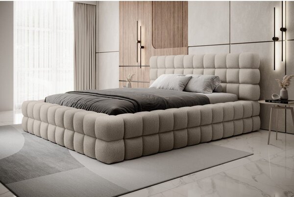 Béžová čalúnená dvojlôžková posteľ s úložným priestorom s roštom 180x200 cm Dizzle – ELTAP
