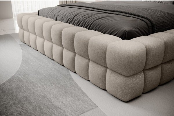 Béžová čalúnená dvojlôžková posteľ s úložným priestorom s roštom 180x200 cm Dizzle – ELTAP
