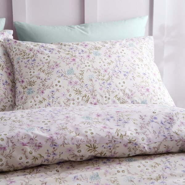 Bavlnené obliečky na dvojlôžko v levanduľovej a béžovej farbe 200x200 cm Ditsy Floral – Bianca