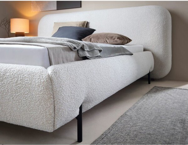 Béžová čalúnená dvojlôžková posteľ s úložným priestorom s roštom 180x200 cm Pointt – ELTAP