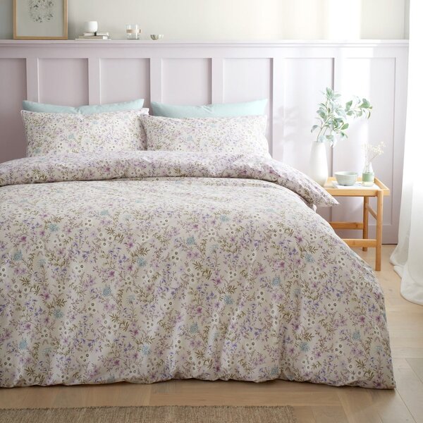 Bavlnené obliečky na dvojlôžko v levanduľovej a béžovej farbe 200x200 cm Ditsy Floral – Bianca