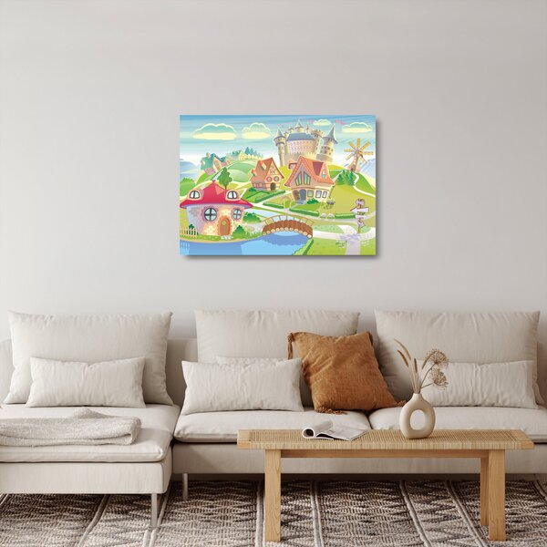 Sklenený obraz - Farebné mestečko (70x50 cm)