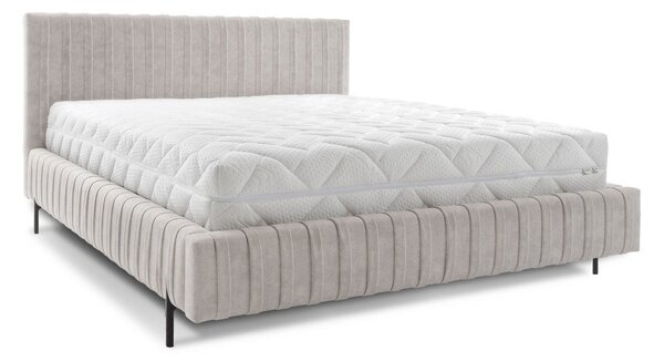 Béžová čalúnená dvojlôžková posteľ s úložným priestorom s roštom 140x200 cm Plissa – ELTAP