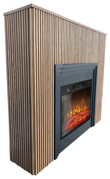 Elektrický krb s drevenými lamelami ElectricSun Lamelia Svetlý dub, s vykurovaním, so zvukom, 3 farieb plameňa, s aplikácia, Š120xV102cm
