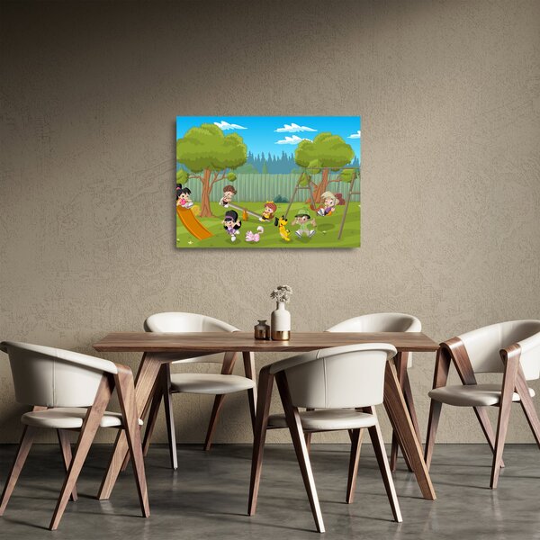 Sklenený obraz - Deti na ihrisku (70x50 cm)