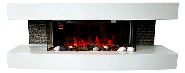 Nástenný elektrický krb ElectricSun Paula Biely stredne, so zvukom, 10 farieb plameňa, s aplikácia a diaľkové ovládanie, s vykurovaním, Š120xV46xH31cm
