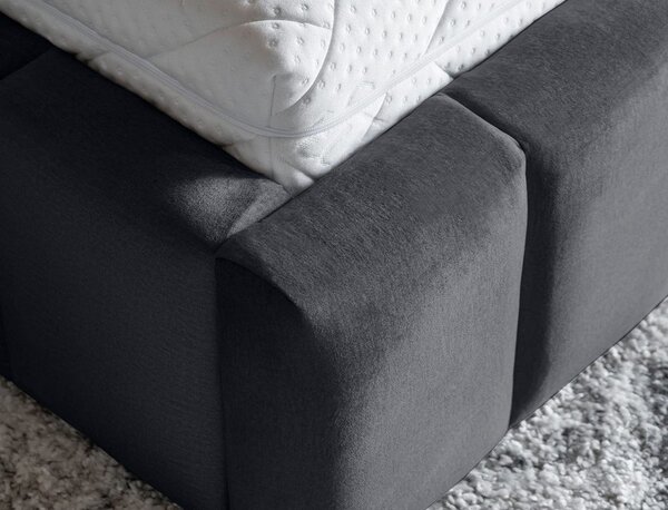 Sivá čalúnená dvojlôžková posteľ s úložným priestorom s roštom 140x200 cm Lamica – ELTAP