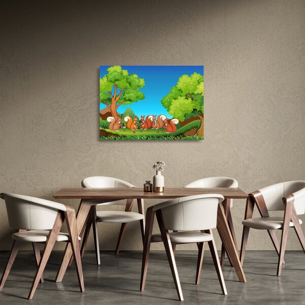 Sklenený obraz - Veselé veveričky (70x50 cm)