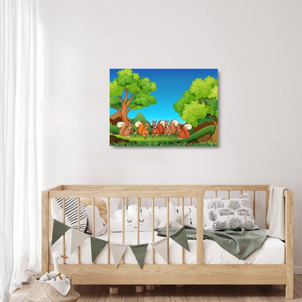 Sklenený obraz - Veselé veveričky (70x50 cm)