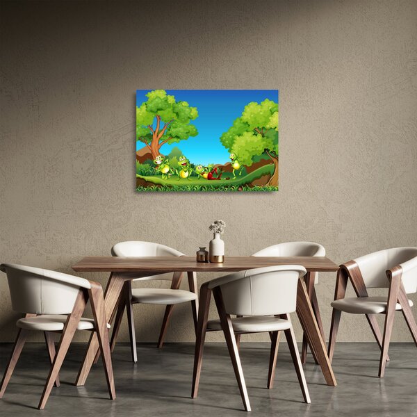 Sklenený obraz - Veselí žabiaci (70x50 cm)