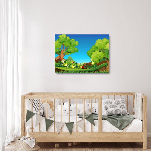 Sklenený obraz - Veselí žabiaci (70x50 cm)