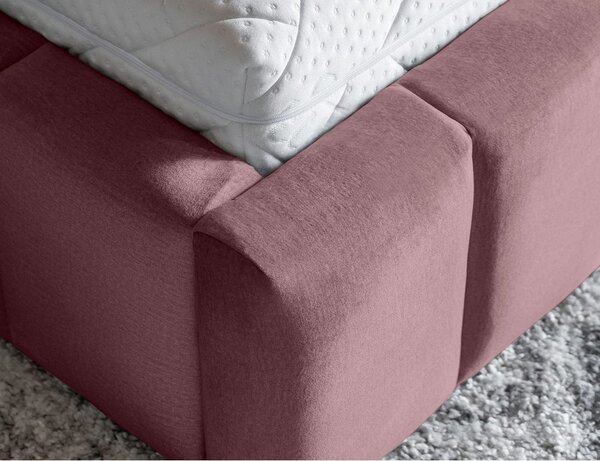 Ružová čalúnená dvojlôžková posteľ s úložným priestorom s roštom 180x200 cm Lamica – ELTAP