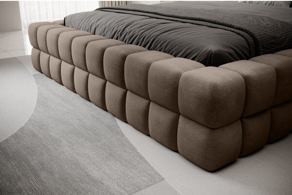 Svetlohnedá čalúnená dvojlôžková posteľ s úložným priestorom s roštom 140x200 cm Dizzle – ELTAP