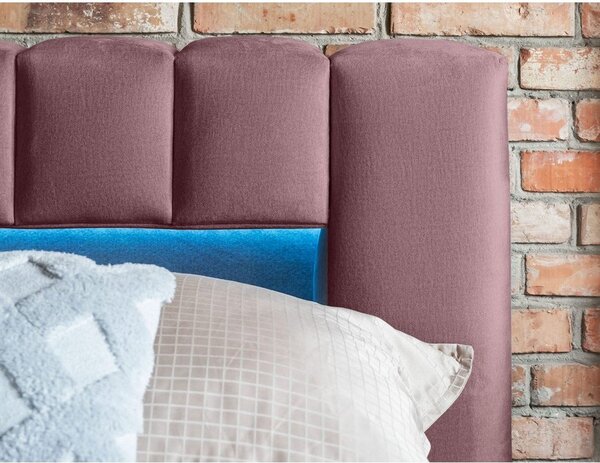 Ružová čalúnená dvojlôžková posteľ s úložným priestorom s roštom 180x200 cm Lamica – ELTAP
