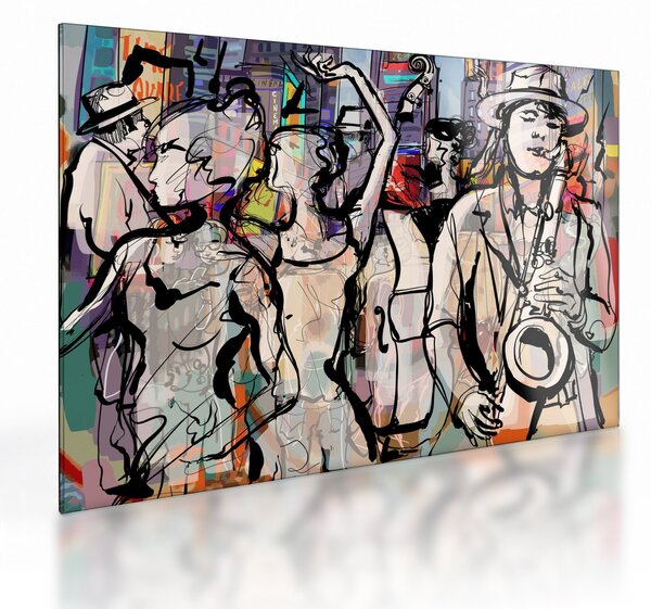 Sklenený obraz - Jazzová noc (70x50 cm)